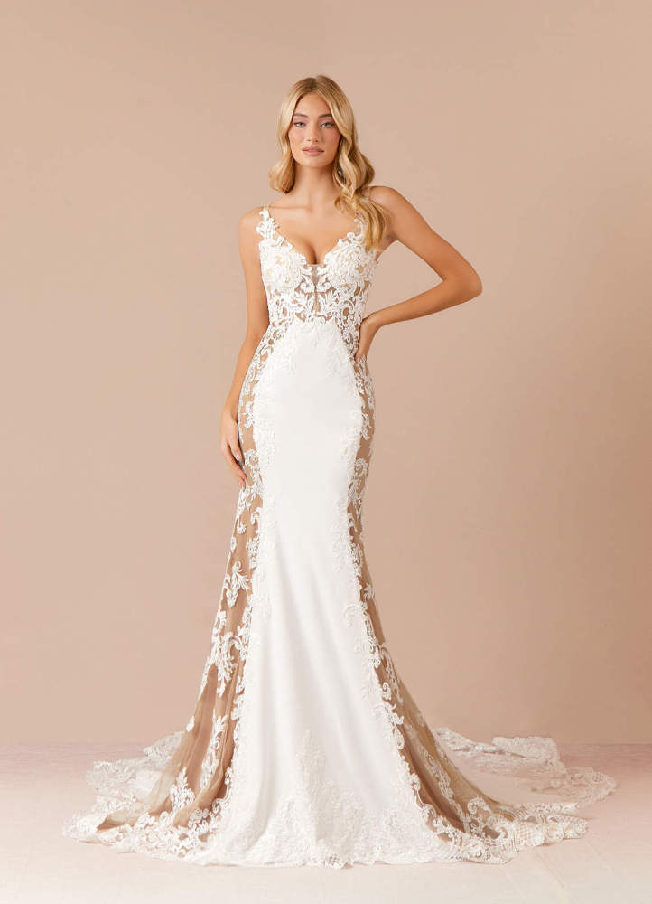 elyessen  Stretch Diamond White Mermaid Sequins Stretch Crepe Dress