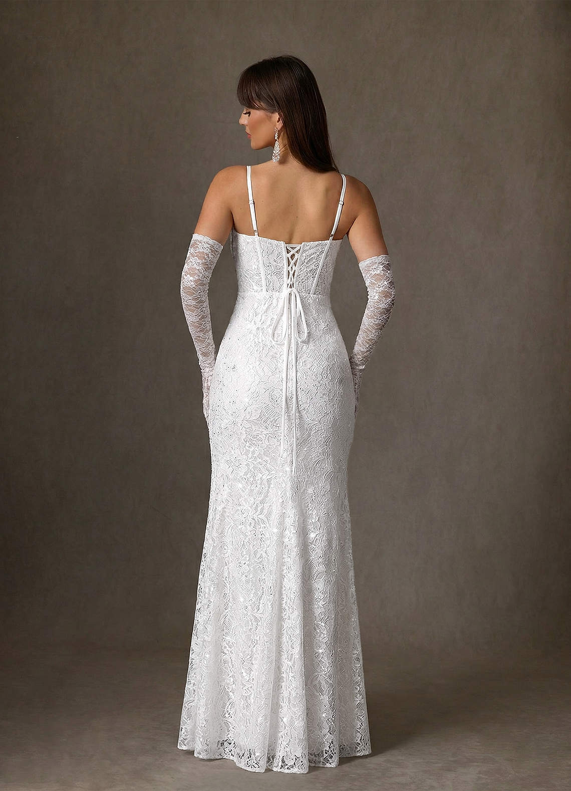 elyessen Jyotsna Stretch Diamond White A-Line Lace Dress