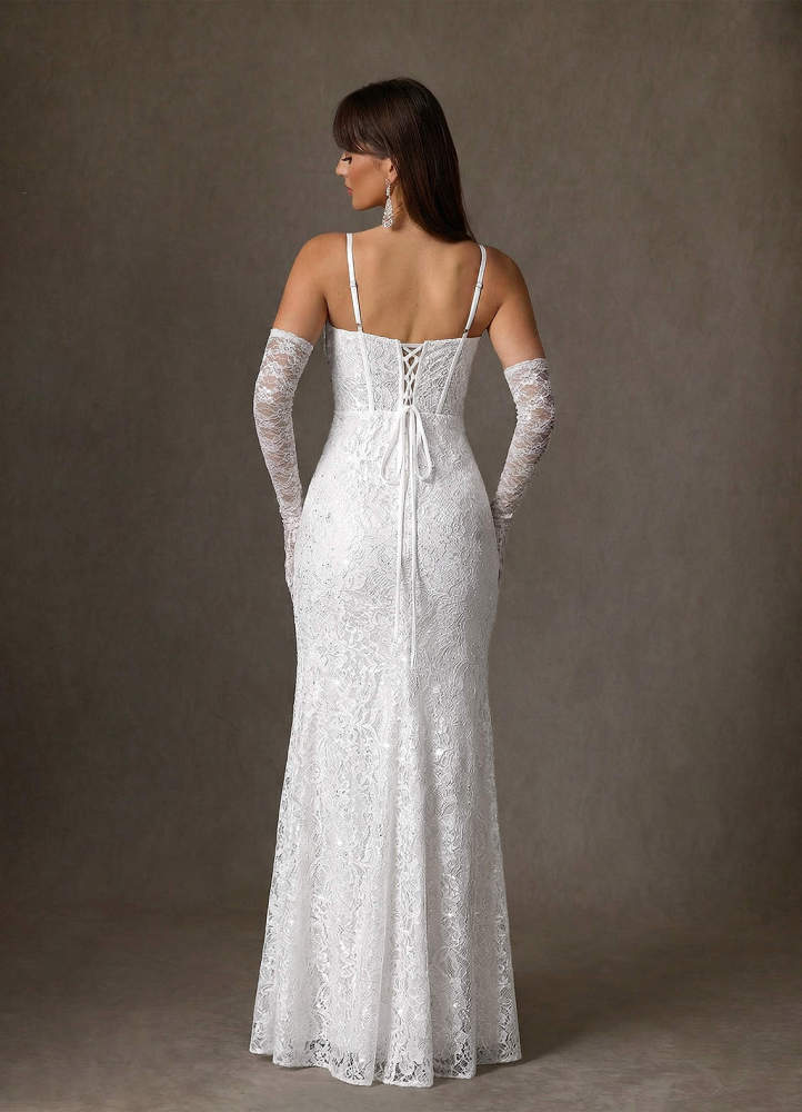 elyessen Jyotsna Stretch Diamond White A-Line Lace Dress