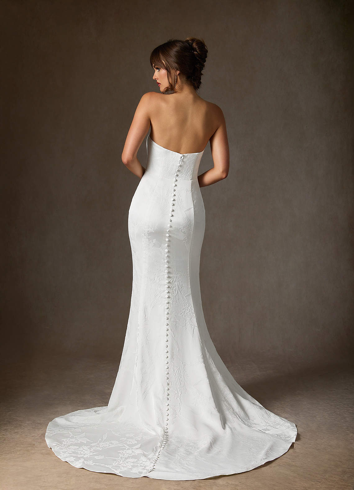 elyessen Serephina Diamond White Mermaid Strapless Jacquard Dress