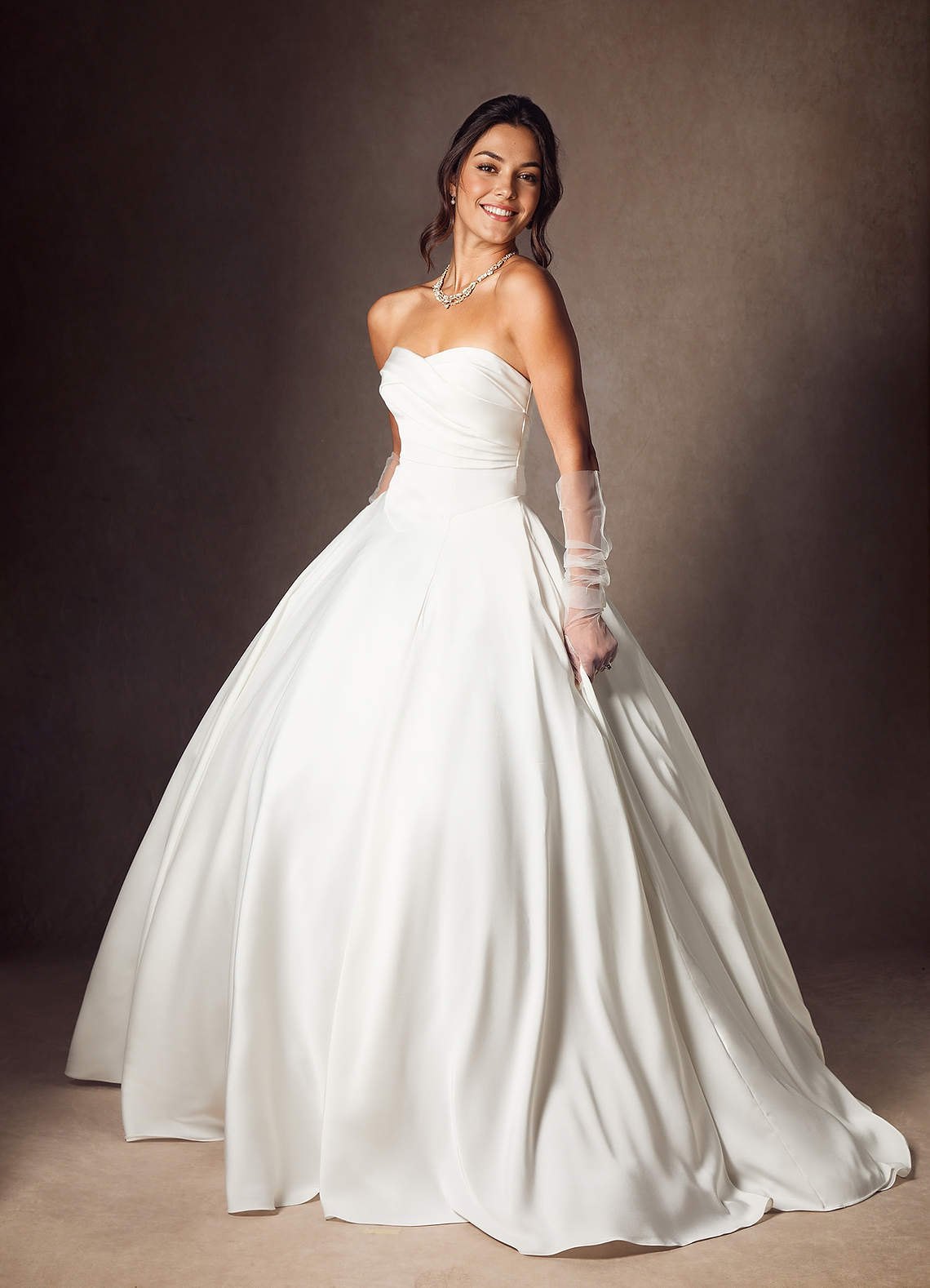 elyessen Alta Stretch Diamond White A-Line Strapless Stretch Satin Dress