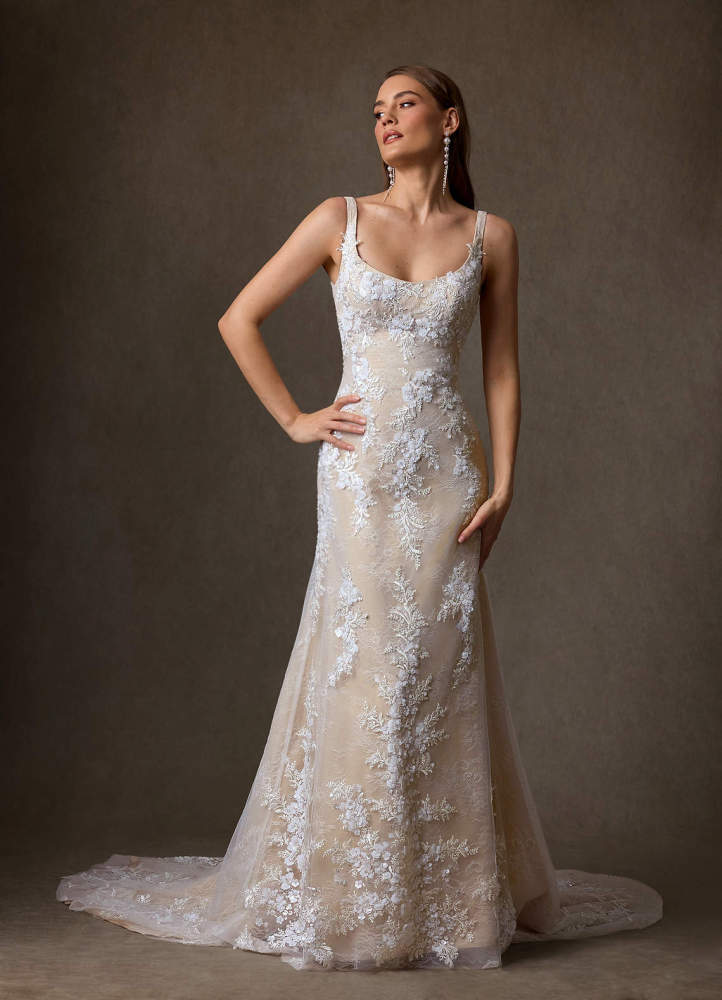 elyessen Rosalie Diamond White A-Line Lace Dress