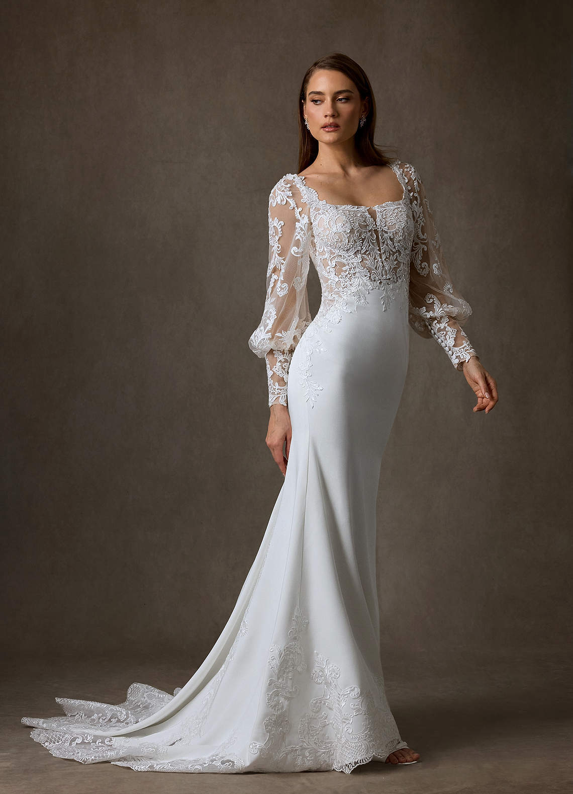 elyessen Diamond White Mermaid Lace Dress