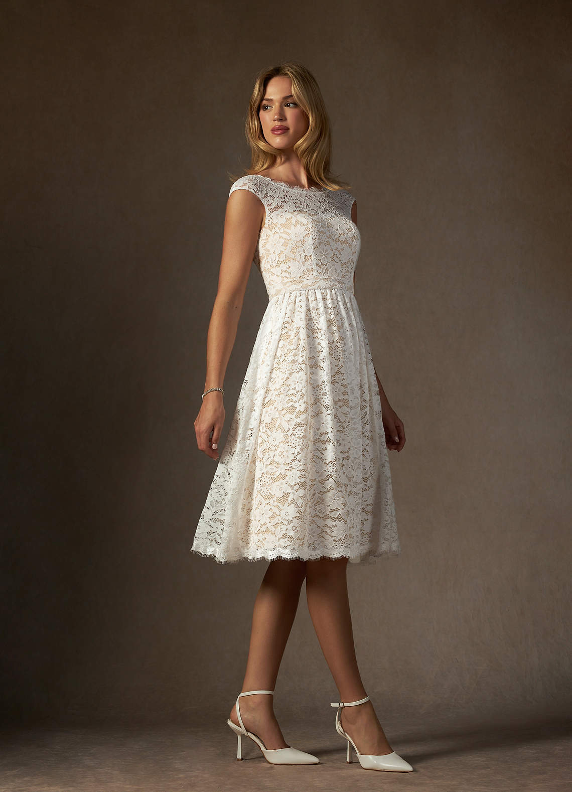 elyessen Ginnie Diamond White A-Line Lace Dress
