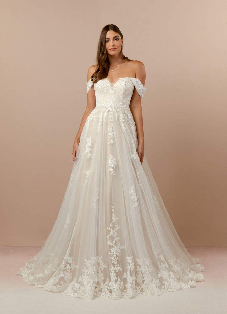 elyessen Botanica Diamond White A-Line Off the Shoulder Tulle Dress