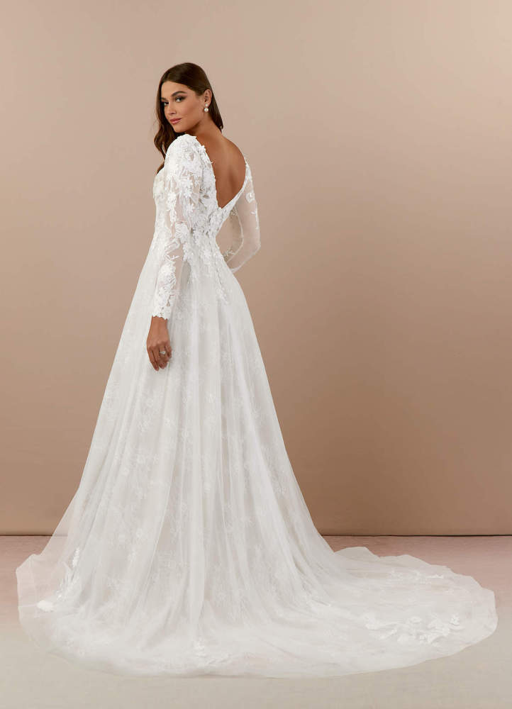 elyessen Leila Diamond White Champagne A-Line V-Neck Sequins Tulle Dress