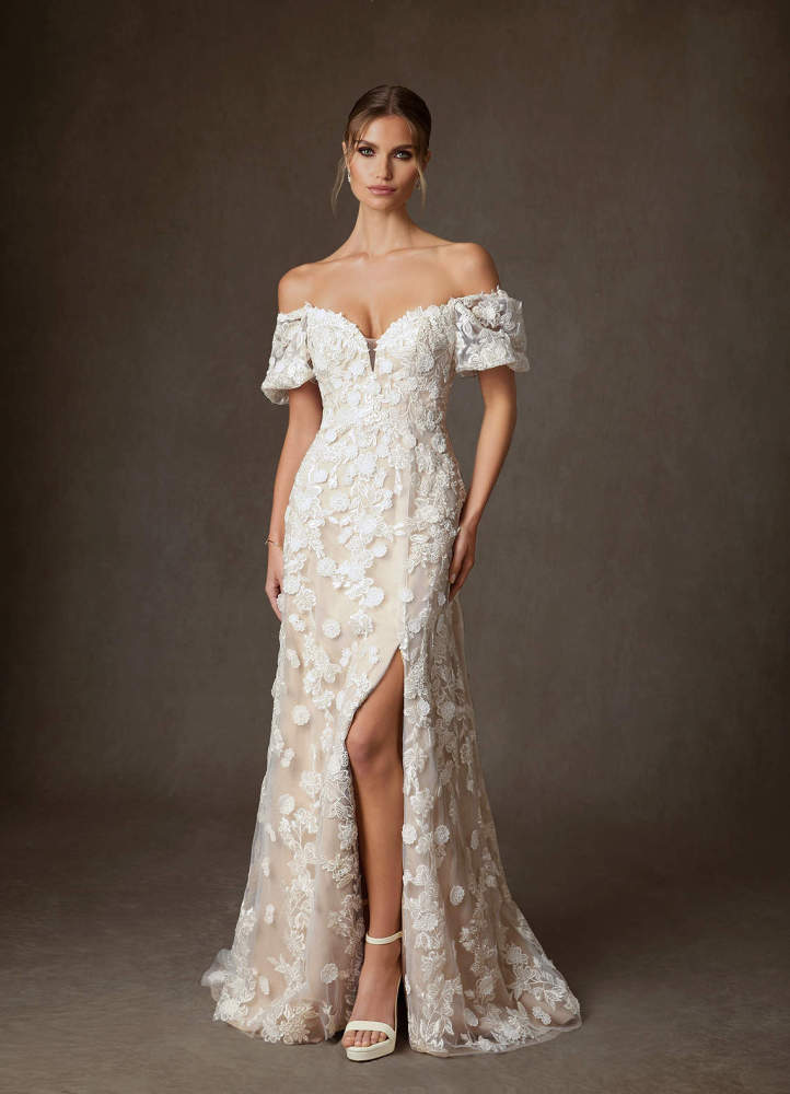 elyessen Diamond White A-Line Sweetheart Lace Dress
