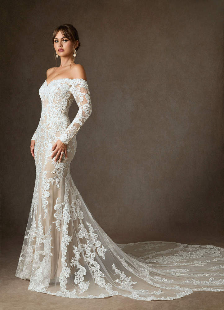 elyessen  Diamond White Mermaid Sequins Tulle Dress