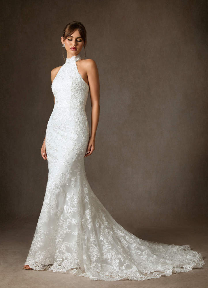 elyessen Eden Diamond White Mermaid Lace Dress