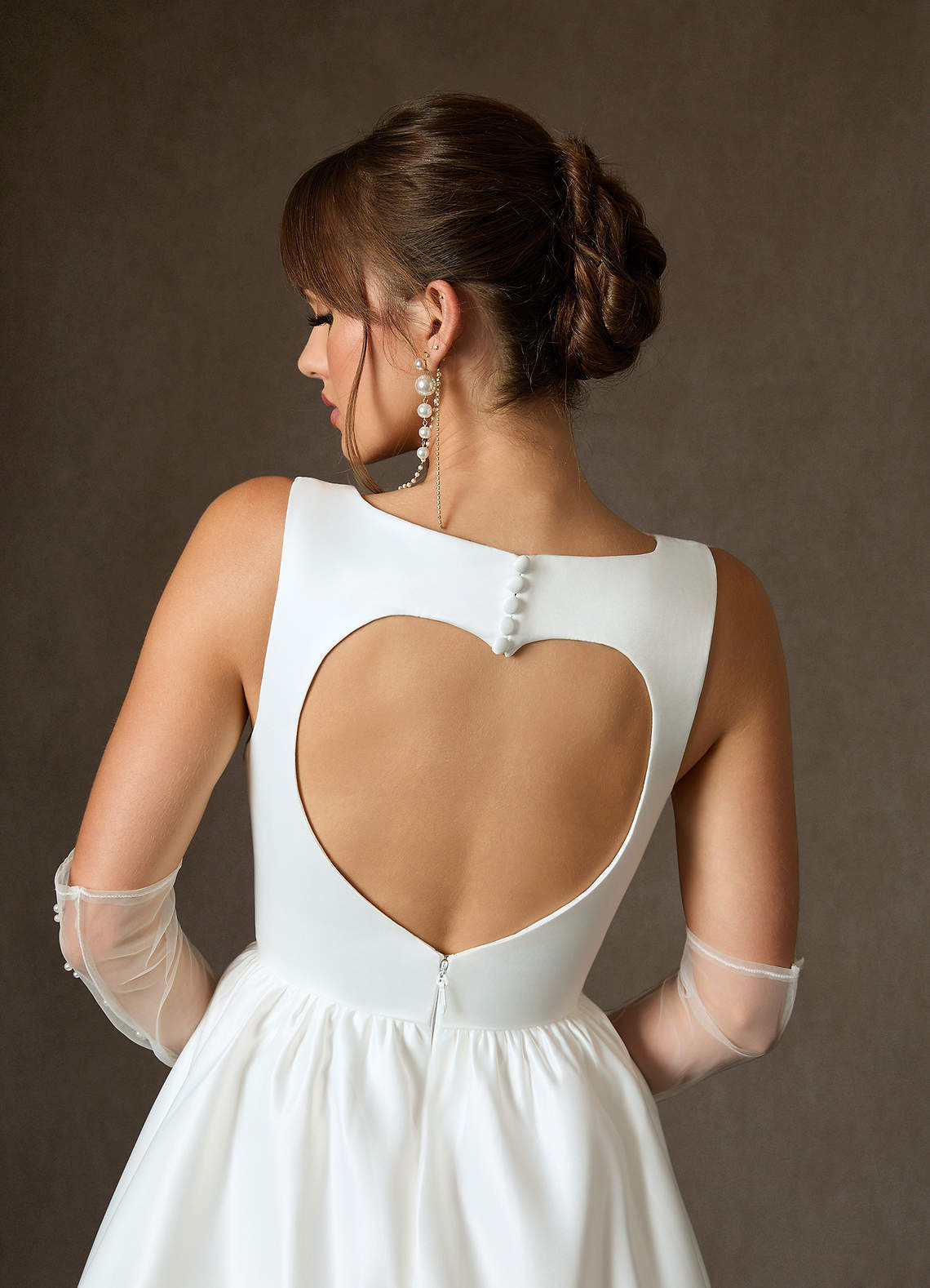 elyessen Blossom Diamond White A-Line with Pockets Satin Dress