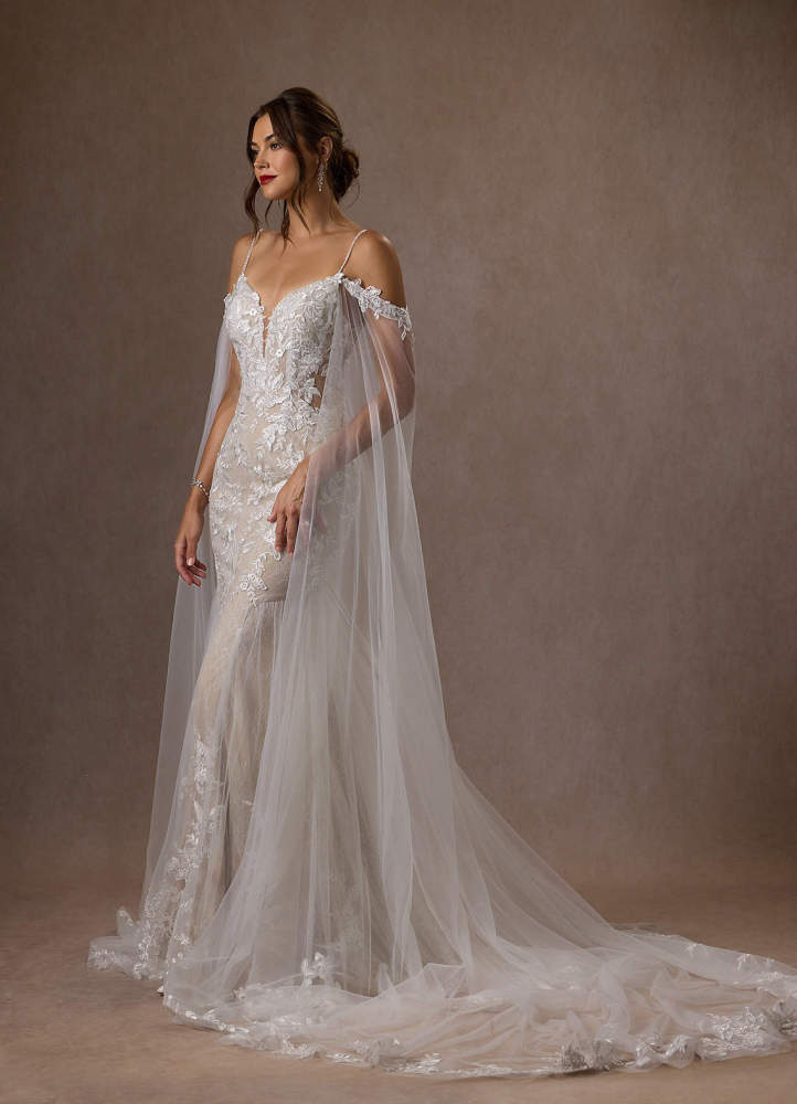 elyessen  Diamond White Mermaid V-Neck Sequins Tulle Dress