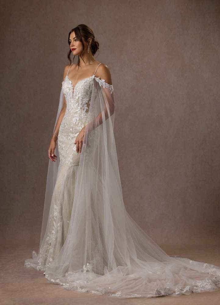 elyessen  Diamond White Mermaid V-Neck Sequins Tulle Dress
