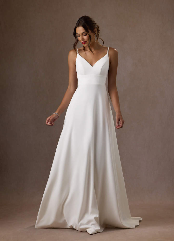elyessen Xena Stretch Diamond White A-Line V-Neck Sequins Stretch Crepe Dress