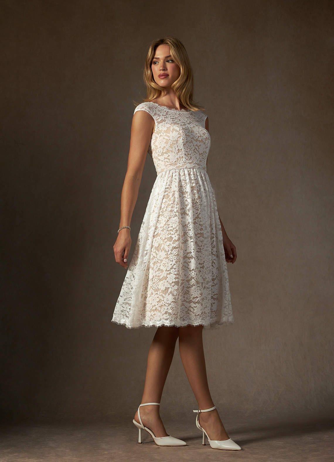 elyessen Diamond White A-Line Lace Dress