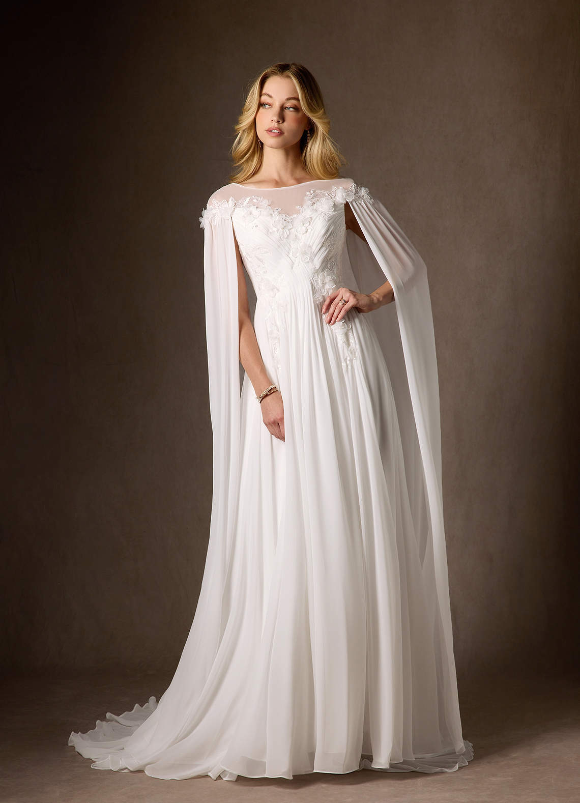 elyessen Linnea Diamond White A-Line Scoop Chiffon Dress