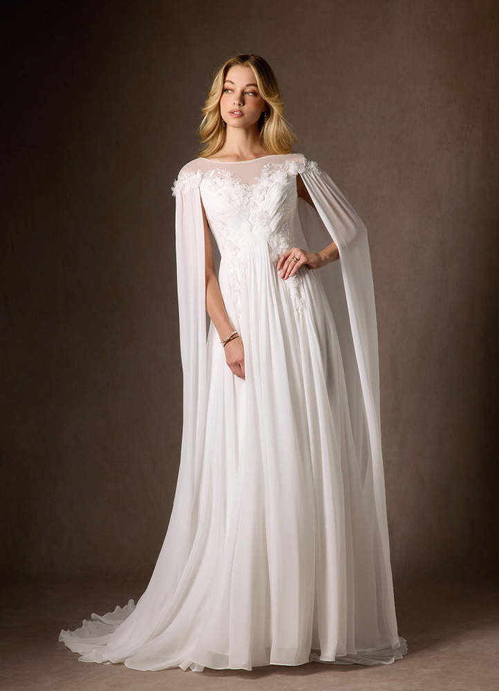 elyessen Linnea Diamond White A-Line Scoop Chiffon Dress