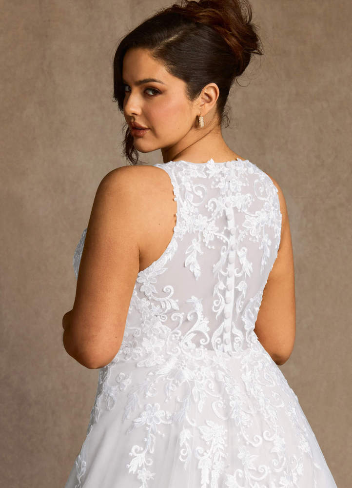 elyessen Melrose Diamond White A-Line Sweetheart Lace Tulle Dress