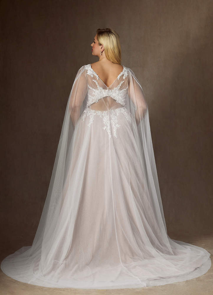 elyessen Goddess Two-Piece Diamond White A-Line V-Neck Sequins Tulle Dress