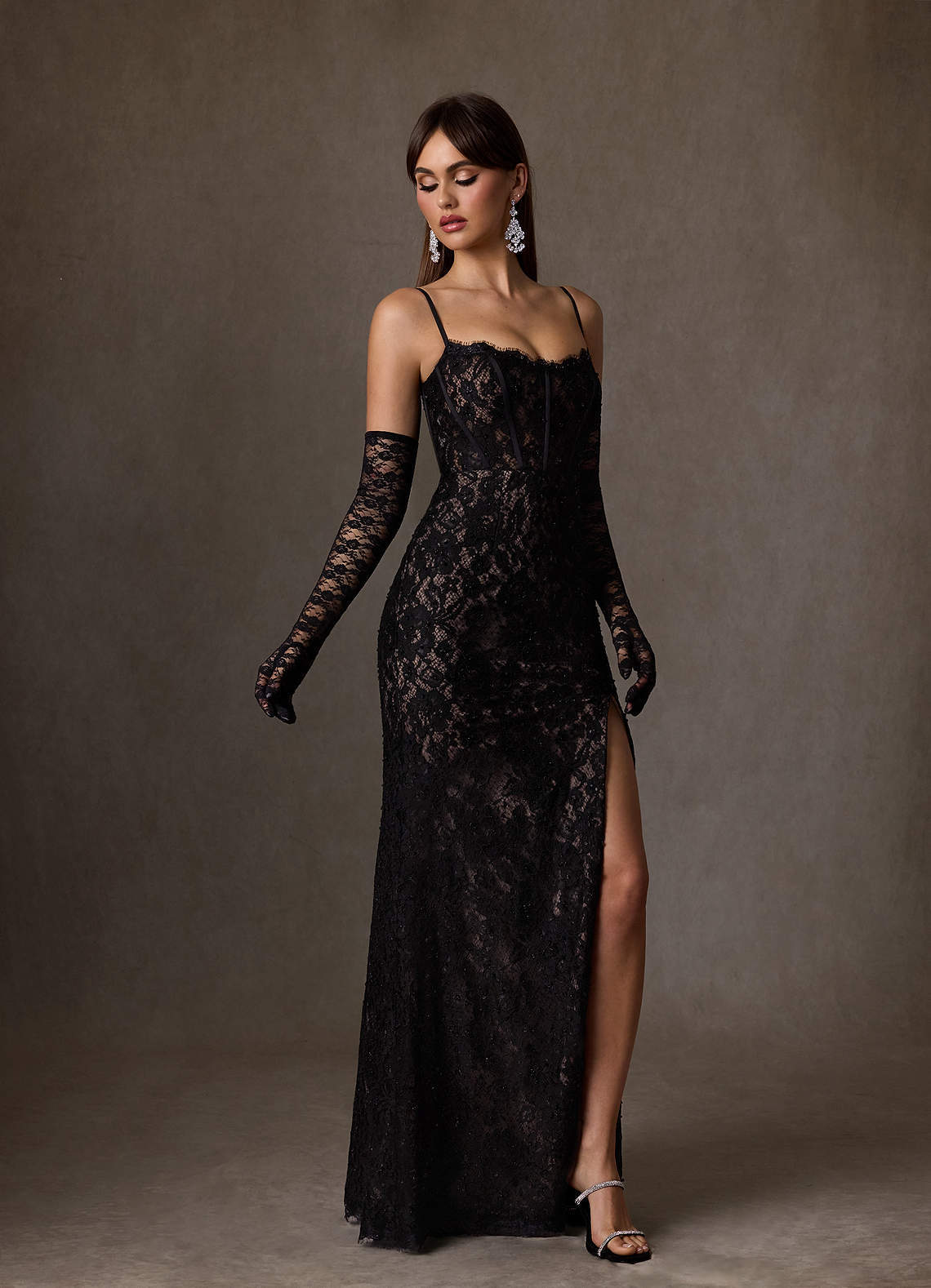 elyessen Jyotsna Stretch Diamond White A-Line Lace Dress