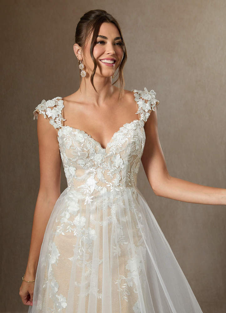 elyessen Moonstone Diamond White A-Line Sweetheart Sequins Tulle Dress