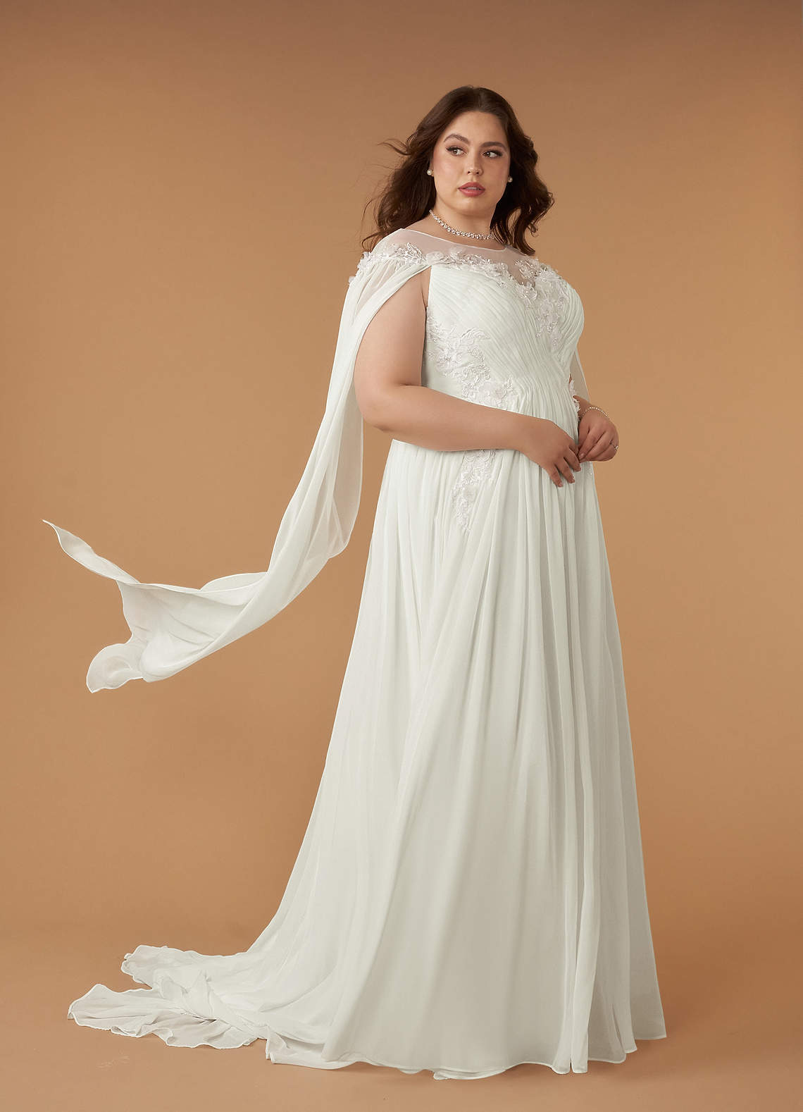 elyessen Diamond White A-Line Scoop Chiffon Dress