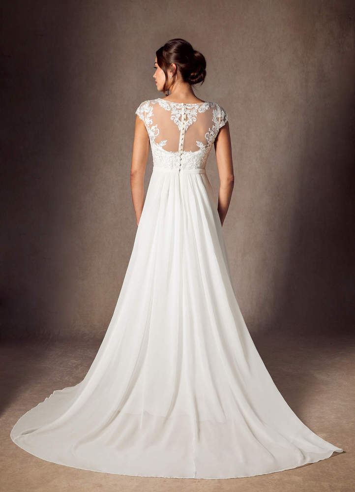 elyessen Brynslee Diamond White A-Line Scoop Sequins Chiffon Dress