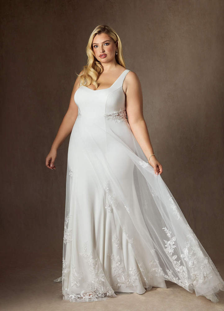 elyessen Ebony Diamond White A-Line Sequins Crepe Back Satin Dress