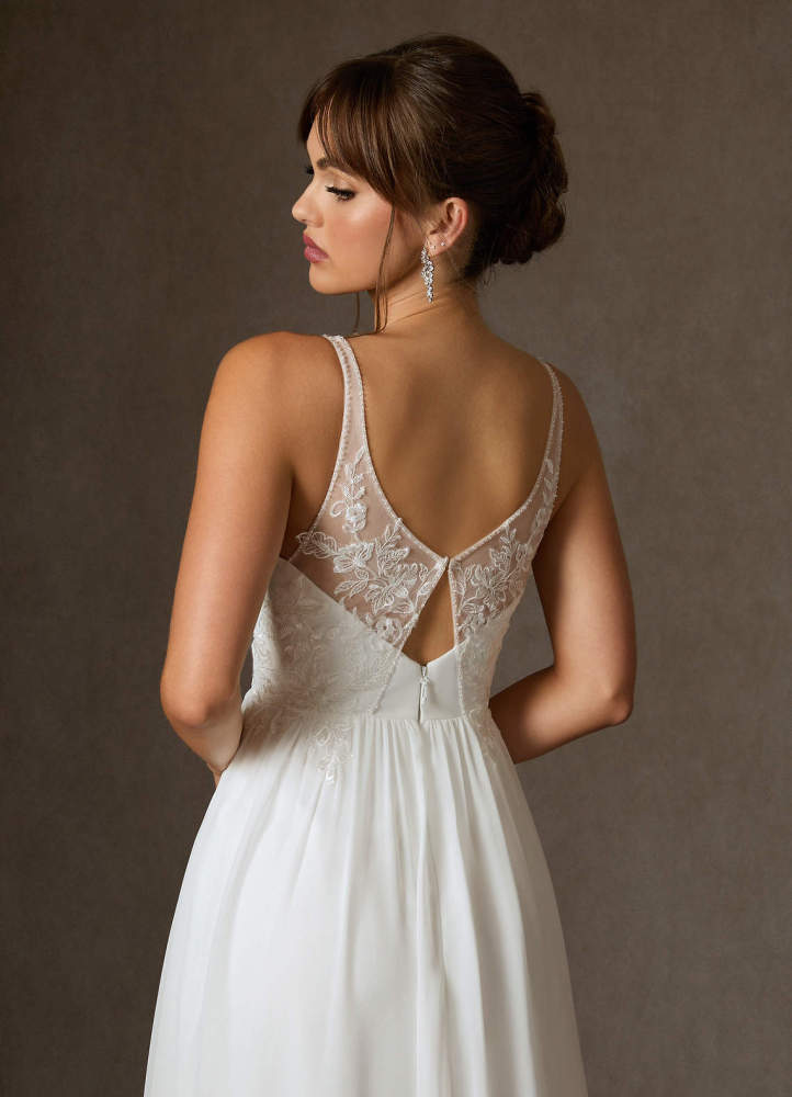 elyessen Carmella Diamond White A-Line Sequins Chiffon Dress