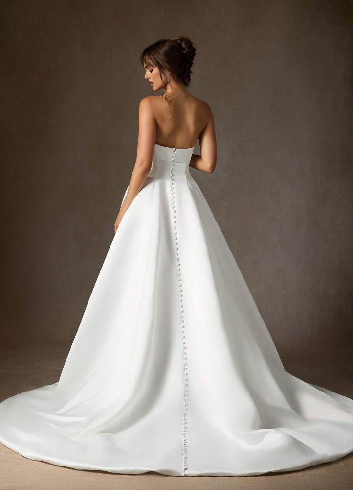 elyessen Junessa Diamond White A-Line Strapless Satin Dress