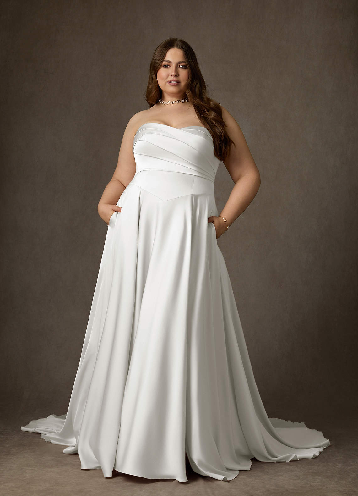 elyessen Alta Stretch Diamond White A-Line Strapless Stretch Satin Dress