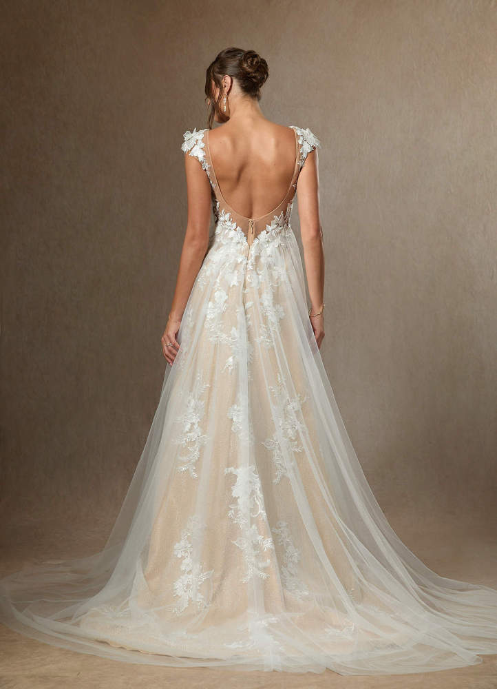 elyessen Moonstone Diamond White A-Line Sweetheart Sequins Tulle Dress