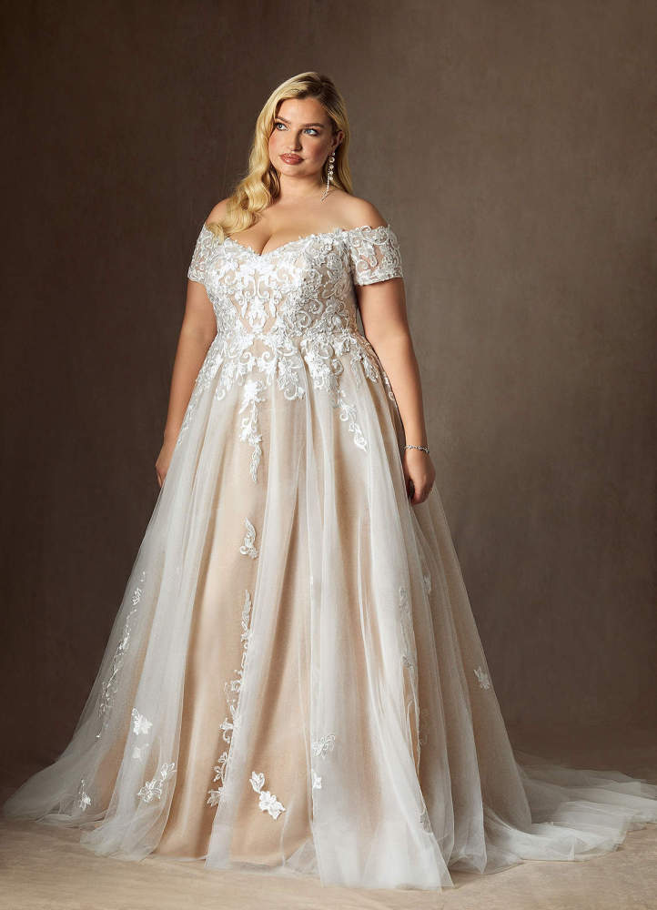 elyessen  Diamond White Ball-Gown Off the Shoulder Tulle Dress