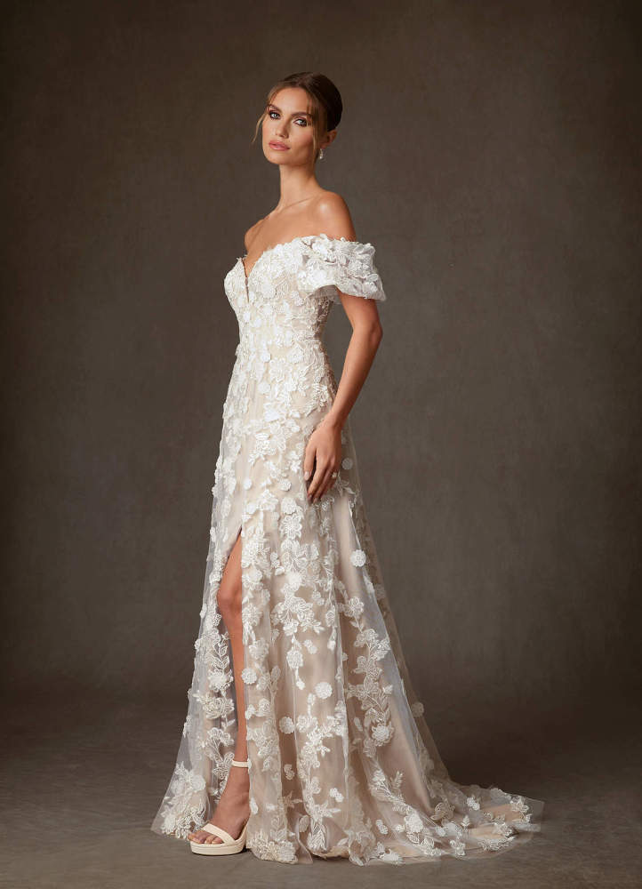 elyessen Diamond White A-Line Sweetheart Lace Dress