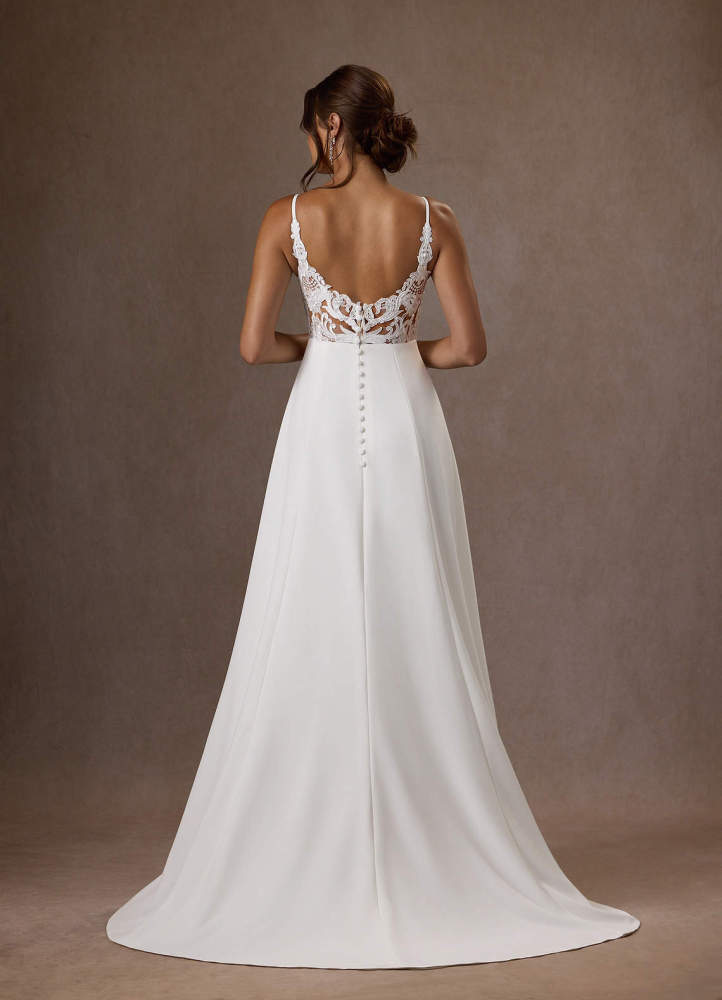 elyessen  Stretch Diamond White A-Line V-Neck Sequins Stretch Crepe Dress