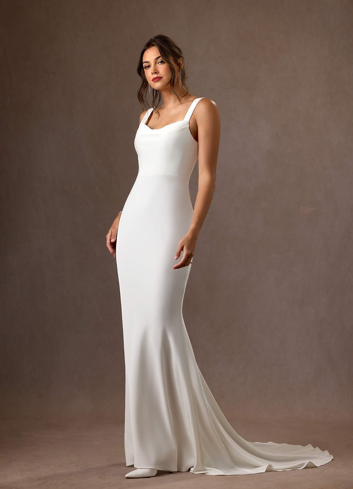 elyessen Lyssa Diamond White Mermaid Crepe Back Satin Dress
