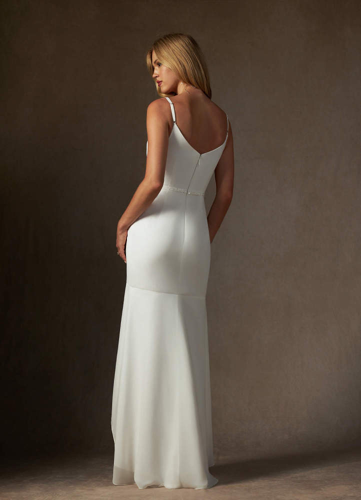 elyessen Sunbeam Diamond White Mermaid Beaded Chiffon Dress