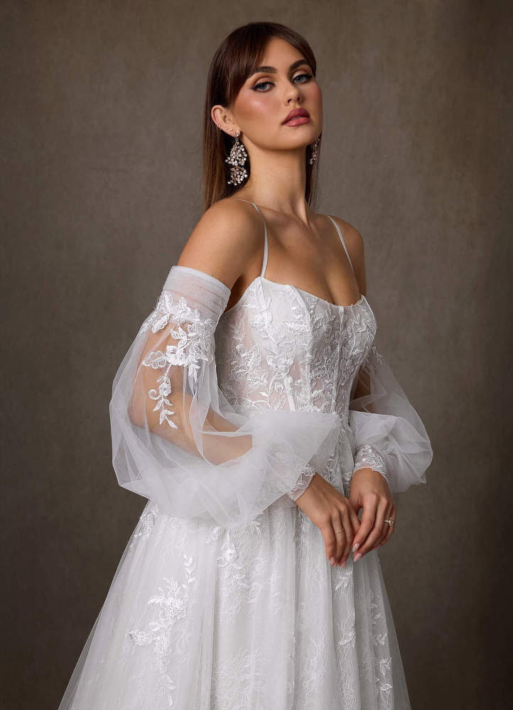 elyessen Elowyn Two-Piece Diamond White Ball-Gown Strapless Lace Dress