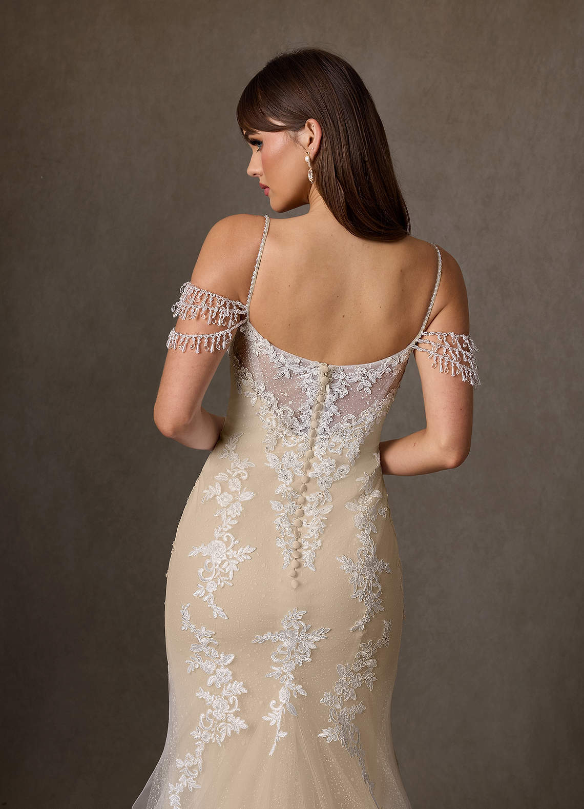 elyessen  Diamond White Mermaid Sequins Tulle Dress