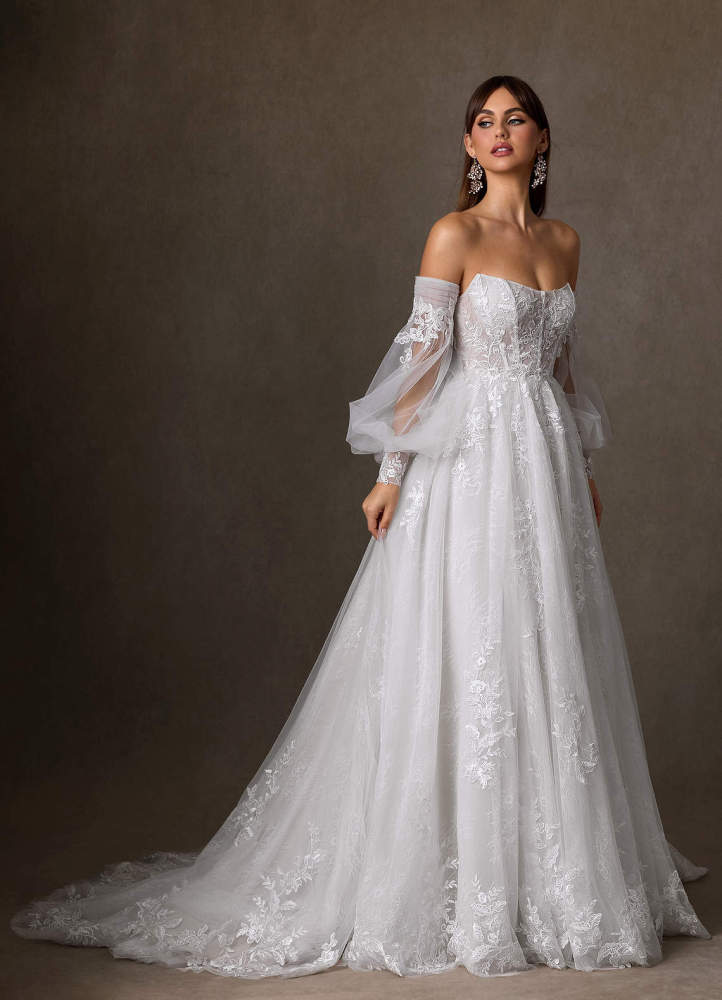 elyessen Elowyn Two-Piece Diamond White Ball-Gown Strapless Lace Dress