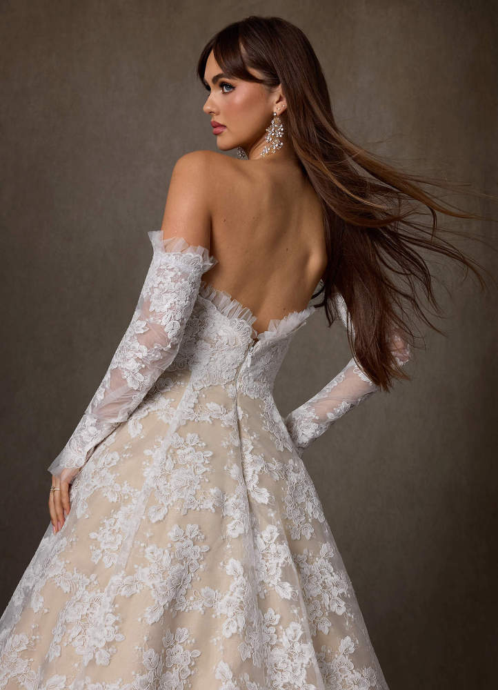 elyessen Hinata Two-Piece Diamond White Ball-Gown Strapless Lace Dress