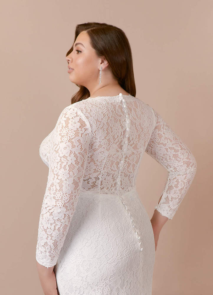 elyessen Indie Cream Sheath V-Neck Tulle Dress