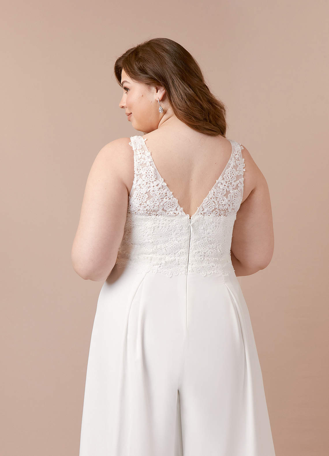 elyessen Florine Diamond White Pant Styles V-Neck Lace Chiffon Dress