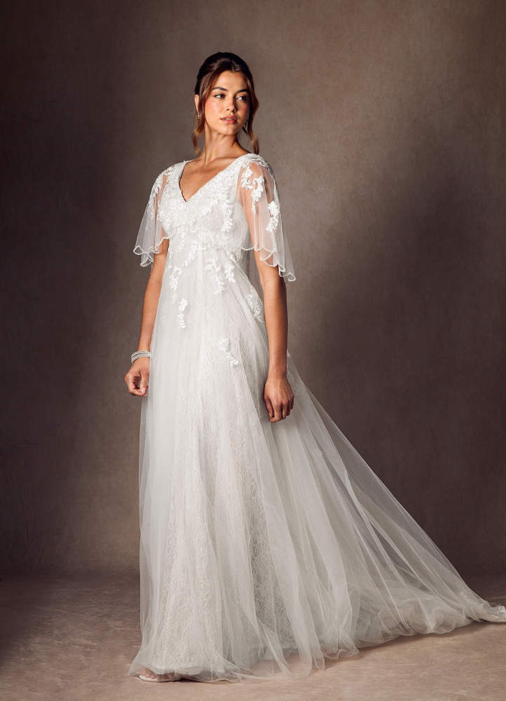 elyessen Renesmee Diamond White A-Line Sequins Tulle Dress
