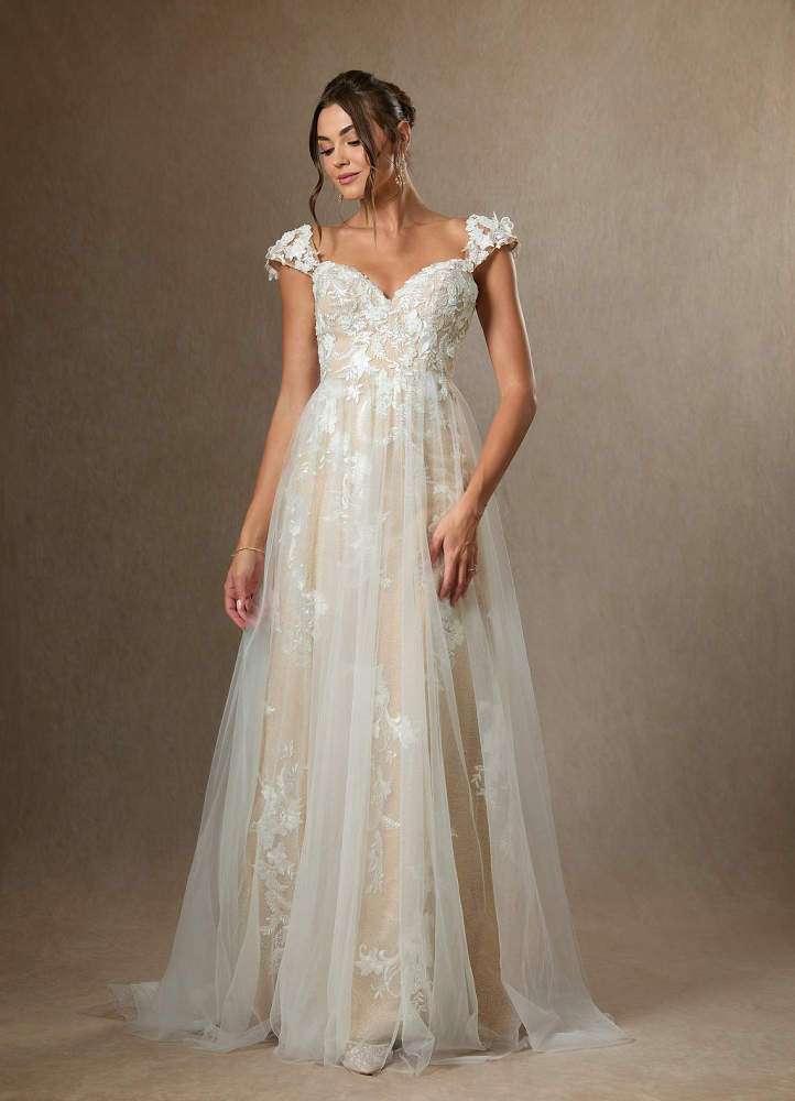 elyessen Moonstone Diamond White A-Line Sweetheart Sequins Tulle Dress