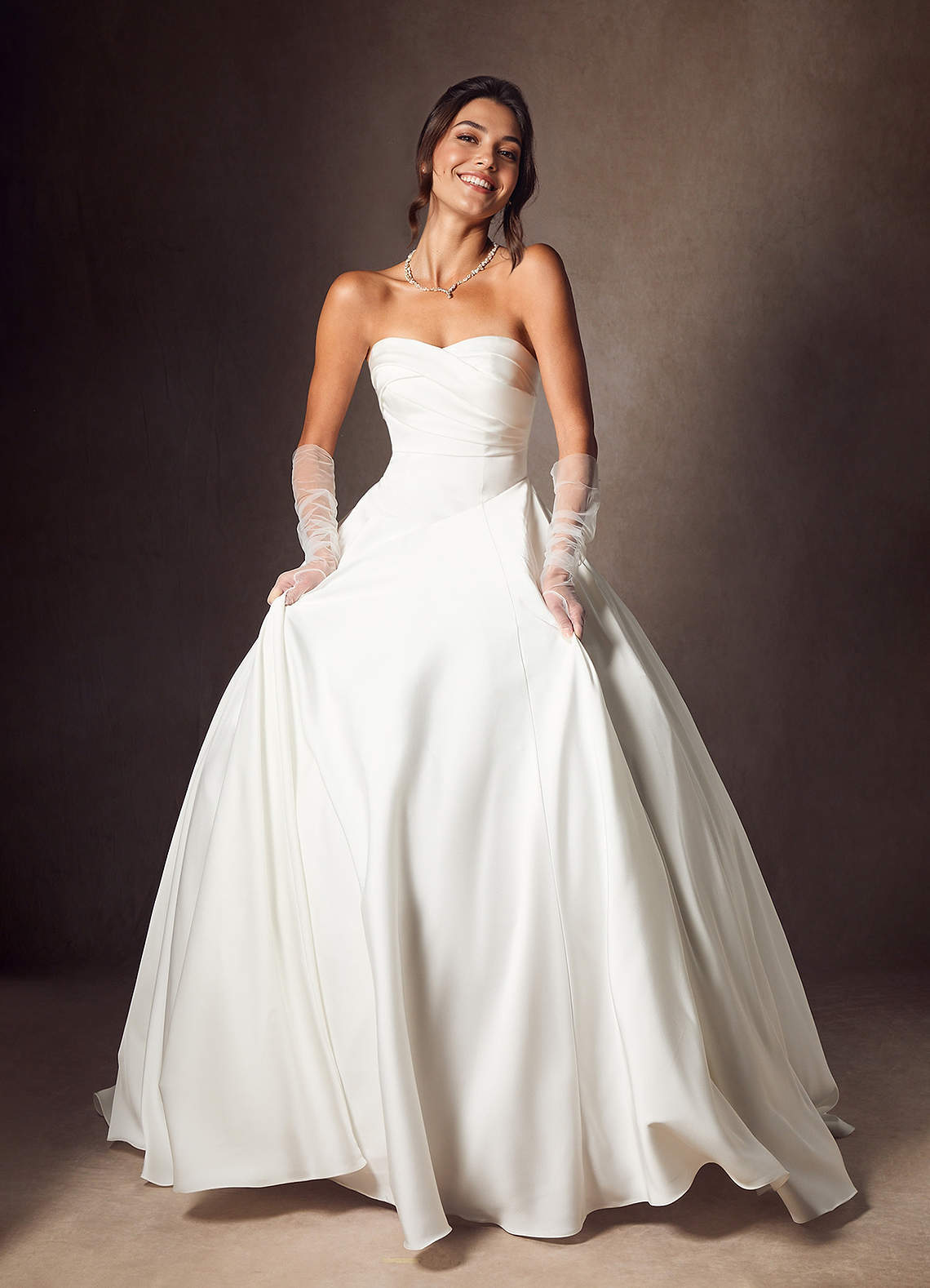 elyessen Alta Stretch Diamond White A-Line Strapless Stretch Satin Dress