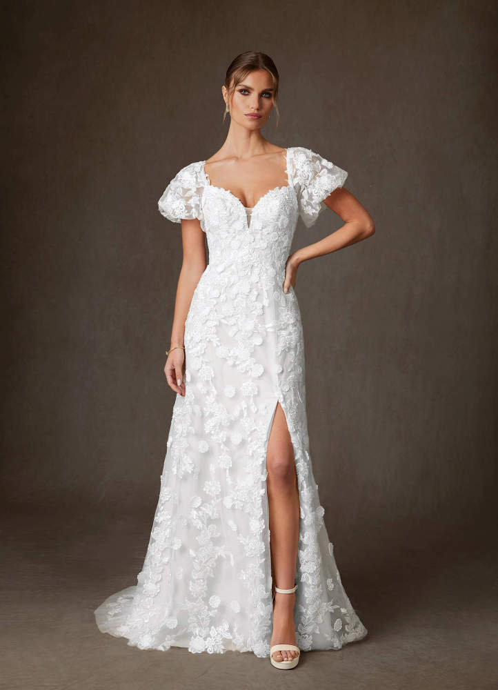 elyessen Vivienne Diamond White A-Line Sweetheart Lace Dress