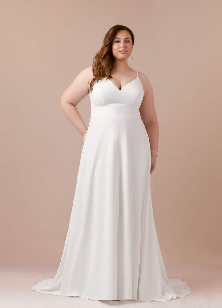 elyessen Xena Stretch Diamond White A-Line V-Neck Sequins Stretch Crepe Dress