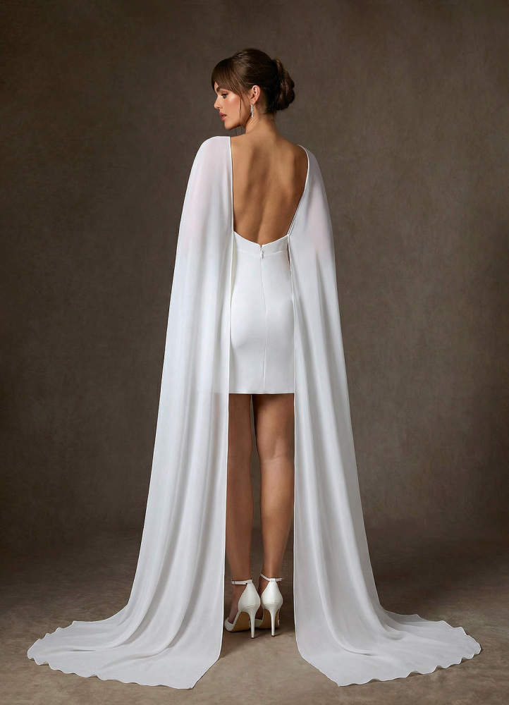 elyessen Caity Two-Piece Diamond White Sheath Stretch Satin Dress