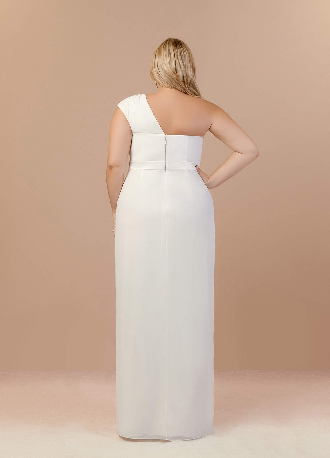 elyessen Oaklee Stretch Diamond White Sheath One Shoulder Stretch Satin Dress
