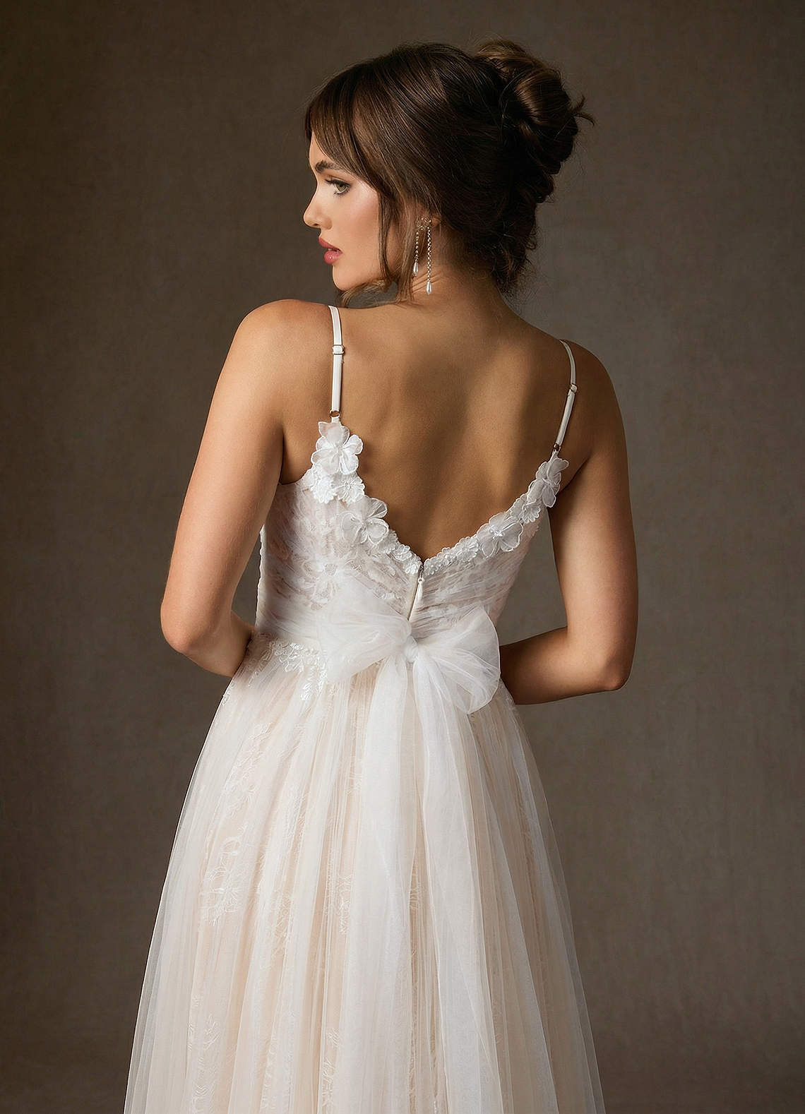 elyessen Zenia Diamond White Champagne A-Line Tulle Dress